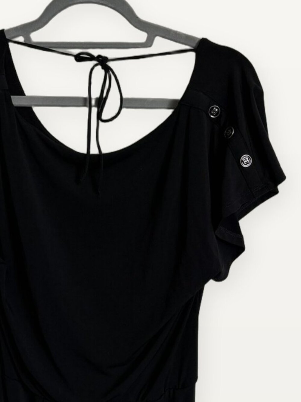 White House Black Market Black Tie-Back Tunic Top XXS